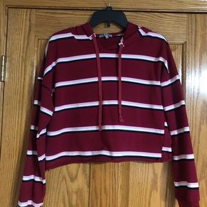 Red striped cropped sweatshirt